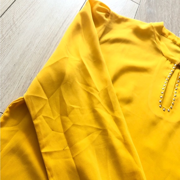 Kazo Mustard Yellow Long Sleeve Blouse Size L - Picture 14 of 14